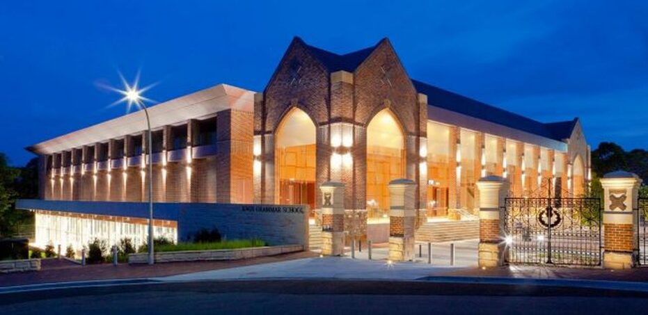 Knox Grammar School building at dusk